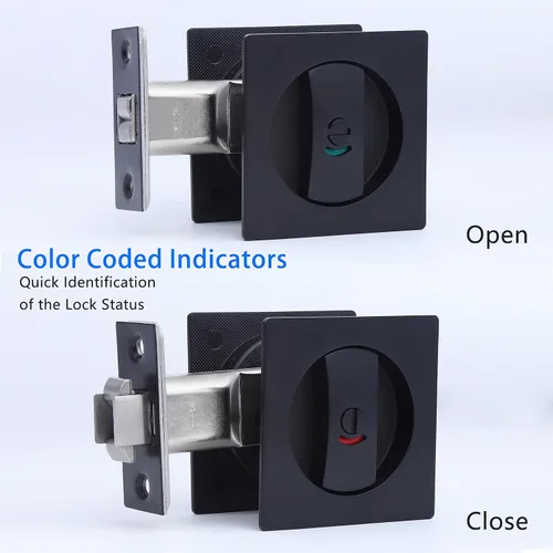 Miniatura 7 de Dontay Cerradura de indicadores codificados por color para puerta de bolsillo, cerradura de manijas de privacidad (cama/baño), fondo de 2-3/8 Negro