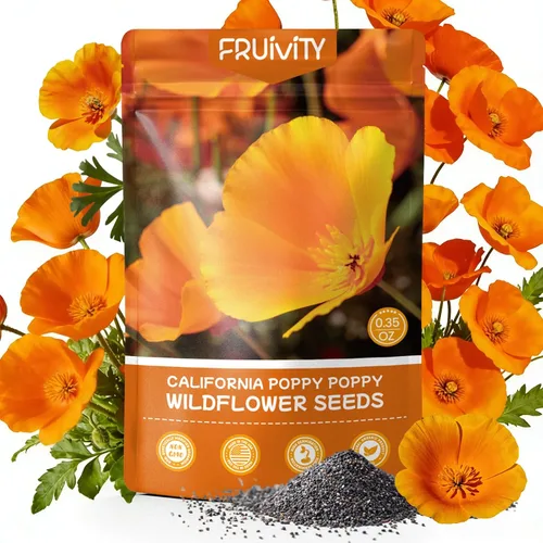 Eschscholzia californica - Semillas de amapola de California (0.35 oz – más de 10.000 semillas) – Flores silvestres nativas a granel para plantar,