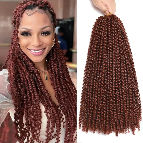 Cabello Passion Twist de 24 pulgadas, 2 paquetes de cabello trenzado Passion Twist Crochet ondulado para mujeres negras (24 pulgadas, 2 paquetes,