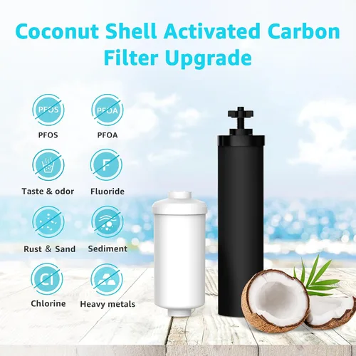 Miniatura 3 de AQUA CREST Filtro de agua estándar NSF/ANSI 42 y 372, repuesto para el sistema de filtro de agua por gravedad Berkey®, filtros negros Berkey® BB9-2®