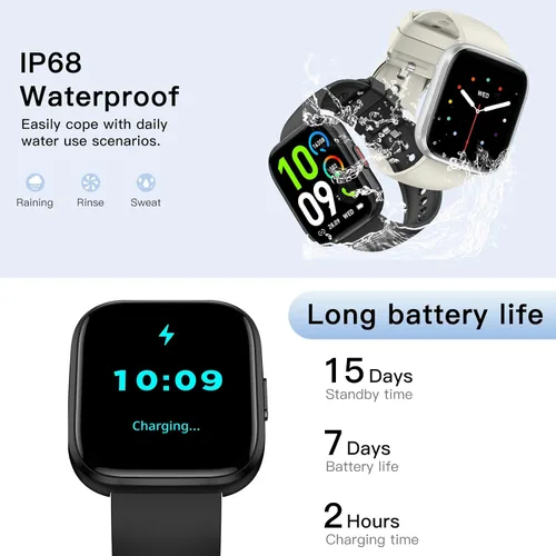 Miniatura 6 de Relojes inteligentes para hombres y mujeres, contestar/hacer llamadas, reloj de fitness de 1.85 pulgadas con más de 120 modos deportivos, frecuencia