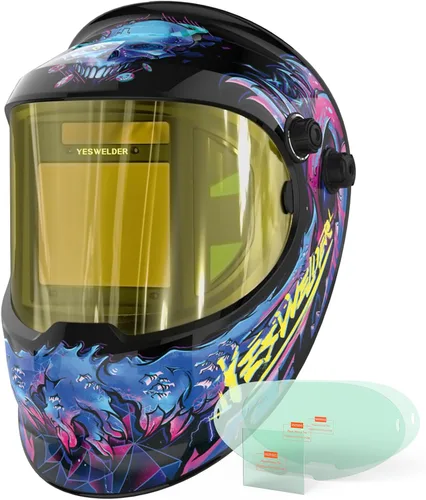 Miniatura 19 de YESWELDER - Casco de soldadura con oscurecimiento automático con vista lateral, vista panorámica de 180°, capucha de soldadura con energía solar