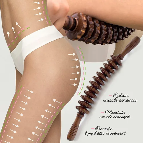 Miniatura 6 de Palo de Masaje Manual Curvo de Madera con 12 Rodillos - Herramienta de Terapia de Madera para Puntos de Desencadenamiento, Reducción de Fascia y 12