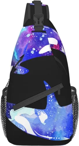 LYNSAY Orca Killer Whale - Bolso cruzado en el pecho, bolso casual con correa, mochila de viaje ligera para hombres y mujeres para adultos y