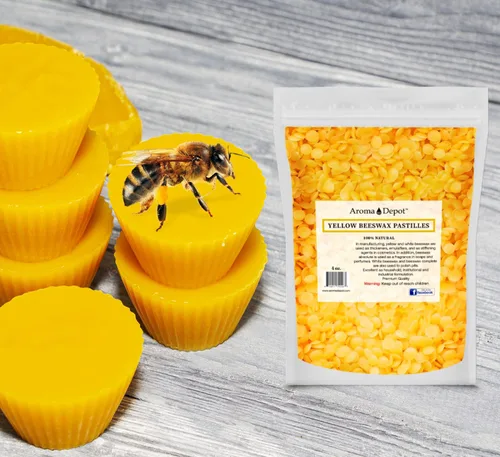 Aroma Depot Pellets de cera de abeja amarilla de 4 onzas, 100% cera de abejas pura natural, 3 filtradas, ideal para piel, cara y cuerpo, ideal para
