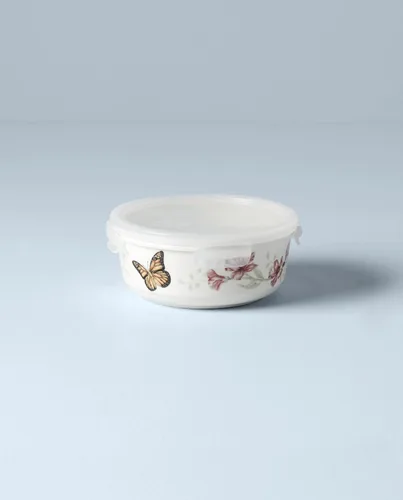 Miniatura 2 de Plato con divisiones Lenox, con dibujo de mariposas en la pradera, 9 pulgadas, Recipiente para servir y guardar, redondo, Blanco