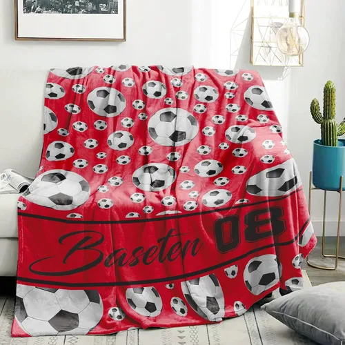Miniatura 5 de Manta de fútbol personalizada con nombre, mantas personalizadas suaves para deportes de fútbol, mantas de cama verde, regalo personalizado