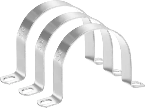 Miniatura 19 de M METERXITY Paquete de 3 abrazaderas de conducto, correa rígida de acero inoxidable 304 de 3-1/2 pulgadas M89 U con 2 agujeros