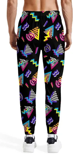 Miniatura 7 de Divertidos pantalones deportivos de los años 80 para hombre, pantalones casuales de correr con cordón y bolsillos, traje de los años 90 para hombre