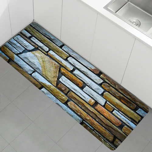 Miniatura 5 de Alfombra antideslizante de espuma de esponja de pelo bajo para puerta de baño, alfombras separadas a prueba de deslizamiento, alfombra de ilusión