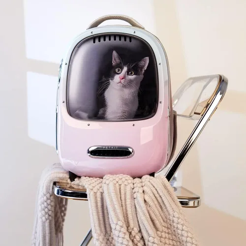 Miniatura 9 de PETKIT Mochila transportadora para gatos con ventilador incorporado y luz, mochila burbuja para mascotas aprobada por aerolíneas para gatitos