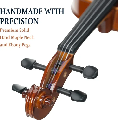 Miniatura 2 de Cecilio 1/2 Violín de madera maciza con estuche rígido, arco, colofonia, afinador, soporte para los hombros y libro de lecciones – Ideal