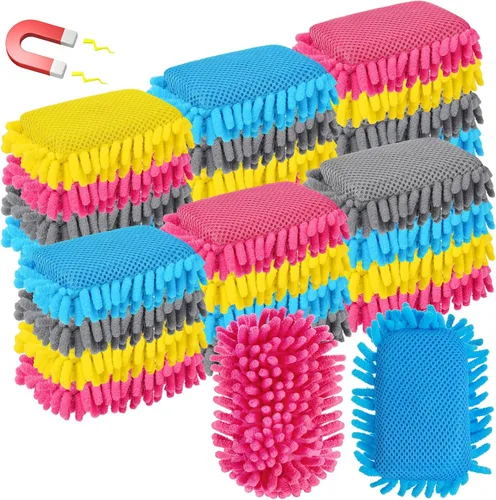 Miniatura 11 de Sherr 24 borradores magnéticos de pizarra blanca, borradores de microfibra, lavables, para pizarra blanca, para tiza, oficina en casa (azul)