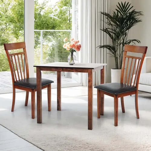 Miniatura 9 de Juego de cocina de comedor de 3 piezas, mesa cuadrada y 2 sillas cálidas en acabado negro espresso