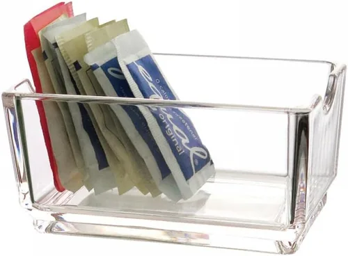 Miniatura 2 de Sizikato 2pcs Clear Acrylic Sugar Packet Holder Square Tea Bag Bowl, 4.3 Pulgadas 2 pzas