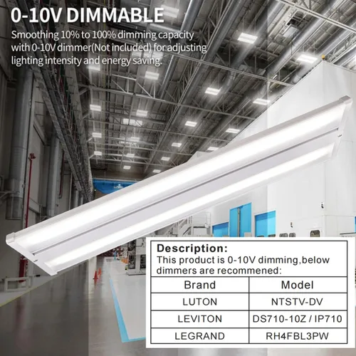 Miniatura 4 de Lámpara lineal de alta bahía LED de 165 W, 2 pies 22280LM (135LM/W) 5000K luz diurna LED talleres luz, 100-277V, 0-10V regulable UL Warehouse