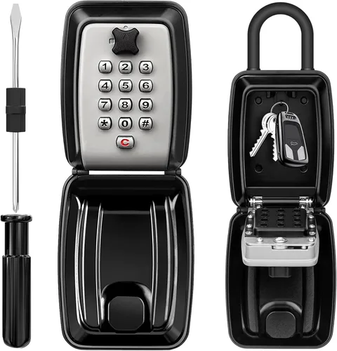 Miniatura 8 de HUANLANG Caja de bloqueo de llave para exterior, caja de bloqueo de combinación de 12 dígitos, caja de seguridad impermeable con código, llave