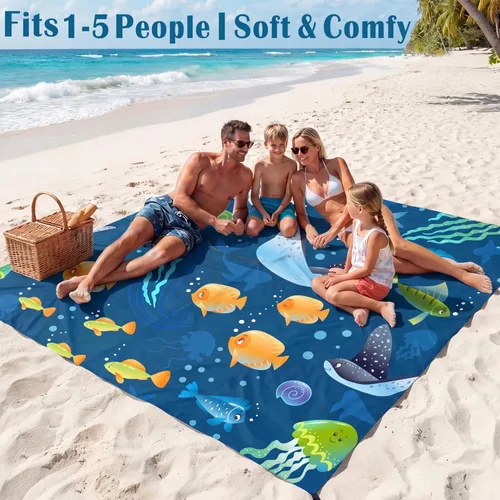 Miniatura 49 de Famstar Beach Blanket Oversized Extra Large 78"X81"/10'X9',Waterproof Sandproof Beach Blanket 2-8 Adults Lightweight Durable for Travel Camping