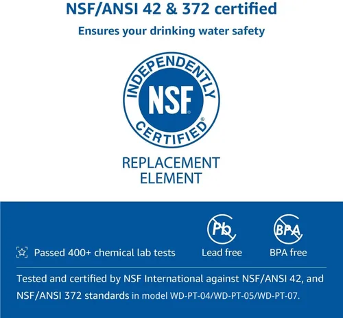 Miniatura 5 de Waterdrop WD-PF-01A Plus Filtros de repuesto certificados NSF para todos los sistemas de filtración Waterdrop para jarras y dispensadores, reduce