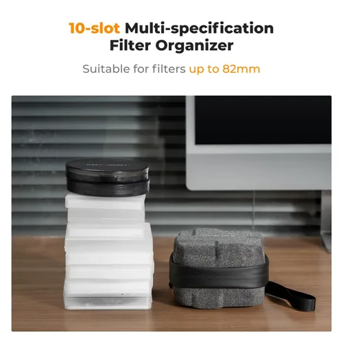 Miniatura 6 de K&F CONCEPT Estuche para Filtros de Lente 10 en 1, Funda de Filtro de Cámara de Cáscara Dura Hasta 82mm con Correa de Mano, Billetera
