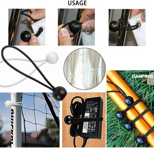 Miniatura 6 de AOPRIE Paquete de 30 bolas elásticas de 6 pulgadas de color blanco, resistentes a la intemperie, correas de amarre resistentes a la intemperie