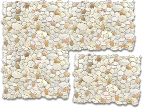 Miniatura 6 de Concord Wallcoverings™ - Diseño retro natural de guijarros, paneles de pared decorativos de PVC, paquete de 6 en beige, naranja, gris, 17.5" x