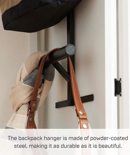 Miniatura 4 de YAMAZAKI Home Tower Colgador de Mochila Sobre la Puerta para Armario o Dormitorio, Estante de Almacenamiento de Metal de Dos Niveles para Mochilas