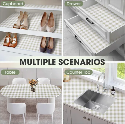 Miniatura 9 de Forro antideslizante para cajones y estantes, no adhesivos, grueso, agarre fuerte, impermeable, lavable, protege los estantes del aparador, armarios