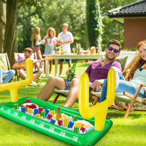 Miniatura 7 de Paquete de 2 enfriadores inflables de campo de fútbol, decoración de fiesta de fútbol, barra inflable para servir hielo para suministros de fiesta