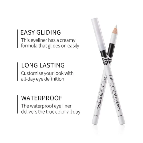 Miniatura 3 de Fashionwu Lápices delineadores de ojos blancos de uso profesional como resaltador, suaves, impermeables, sombra de ojos de larga duración