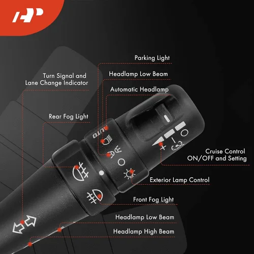 Miniatura 3 de A-Premium Interruptor de señal de giro, limpiaparabrisas, atenuador de faros (automático), palanca de interruptor multifunción de control de crucero
