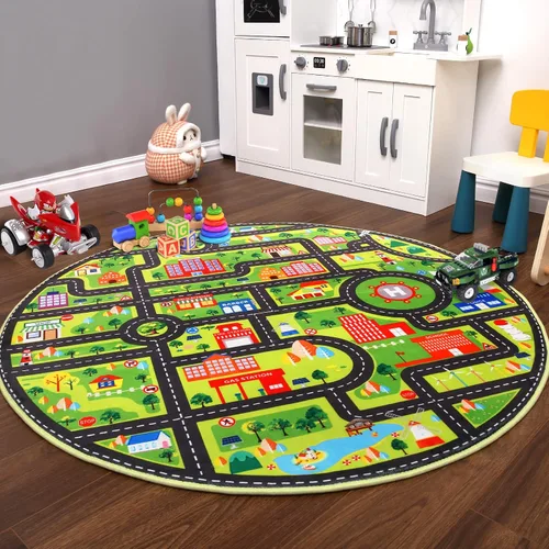 Miniatura 8 de FairOnly Alfombra infantil de 3 x 5 pies para niños, alfombra de juego para la vida de la ciudad, alfombra educativa para el automóvil, alfombra