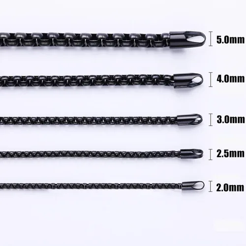 Miniatura 8 de Fiusem Cadena de caja de tono plateado para hombres, collares de cadena para hombres, mujeres y niños, 22.5340.197 in