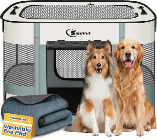 Miniatura 26 de Corralito para perros, gatos y mascotas, corralito portátil para perros en interiores y exteriores, viajes, camping, carpa jaula plegable para Gris