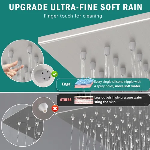 Miniatura 6 de Enga Sistema de ducha de lluvia de 10 pulgadas con chorros corporales, válvula desviadora de ducha de latón con indicadores LED
