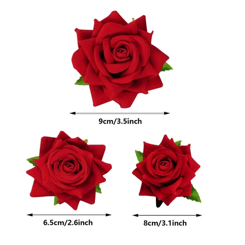 Miniatura 2 de Topbuti 6 pinzas para el cabello con diseño de rosas y flores, accesorios para el cabello para mujeres y niñas, bailarinas de flamenco, mexicanas