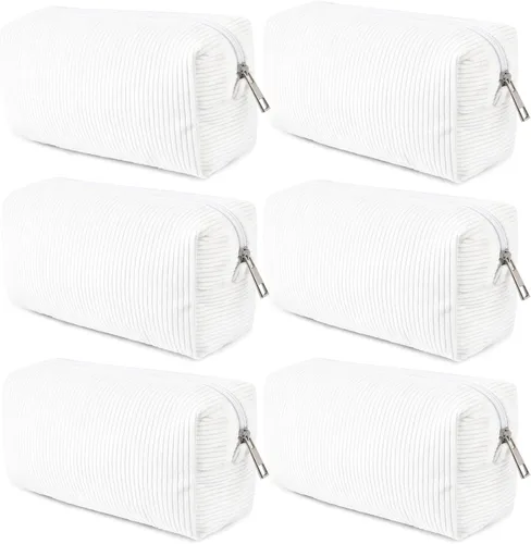 Miniatura 31 de SOIDRAM 6 Piezas Bolsa de Maquillaje a Cuadros Preppy Bolsa de Cosméticos a Granel Rosa Negra Bolsa de Maquillaje Personalizada Bolsa de Viaje de 6