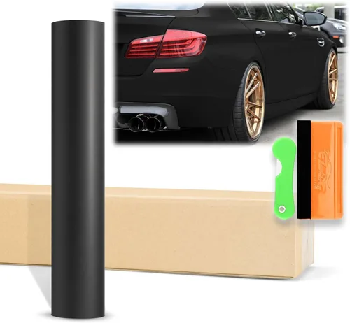 Vinilo adhesivo plano ultramate negro de 12"x60" (1FTx5FT) para envolver autos, película de calcomanía adhesiva sin burbujas, tecnología de