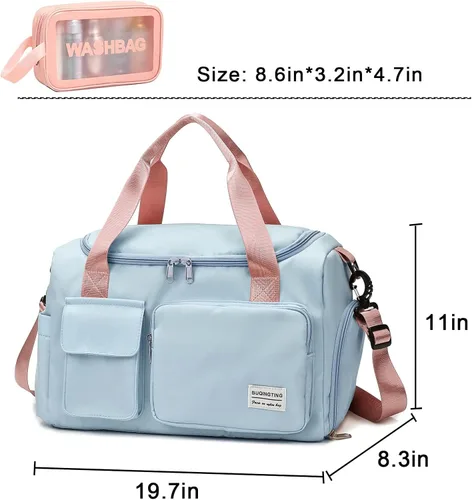 Miniatura 79 de Pequeña bolsa de gimnasio para mujer, bolsa de viaje con compartimento para zapatos