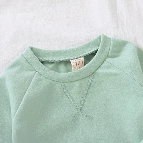 Miniatura 3 de Conjunto de sudadera para bebé niña y niña, conjunto de ropa de primavera e invierno de manga larga + pantalones a rayas, 2 piezas