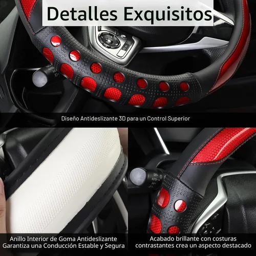 Miniatura 4 de Funda de cuero sintético para volante de automóvil con agarre antideslizante, para mujeres y hombres, ajuste universal para automóviles, camiones