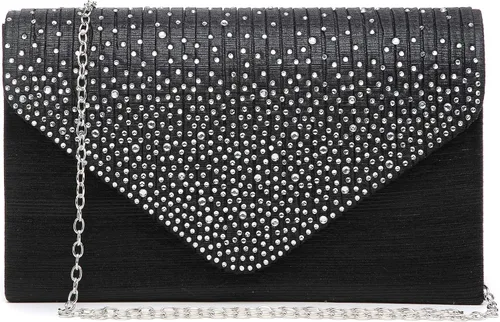 Dasein Bolso de noche de satén para mujer bolso de mano con diamantes de imitación bolso de boda graduación bolso formal para fiesta de cóctel