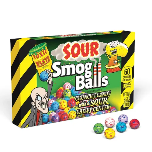 Miniatura 6 de Toxic Waste Sour Smog Balls Crunchy Chewy Surtido de Sabores Surtidos Bolsas de 3 oz Paquete de 3