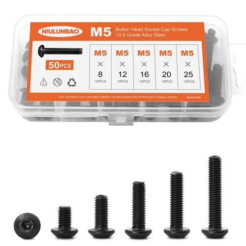 Miniatura 27 de Tornillos de cabeza de botón M8 x 0.394 in 0.472 in 0.630 in 0.787 in 0.984 in Tornillos de cabeza de botón Tornillos de acero de aleación de grado