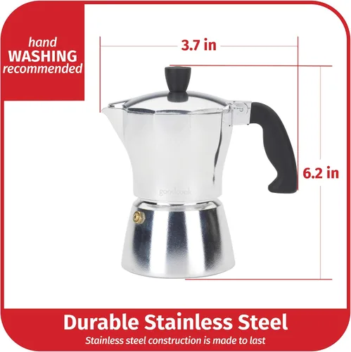 Miniatura 6 de Goodcook Koffe - Cafetera de 3 tazas de aluminio para café expreso, no eléctrica
