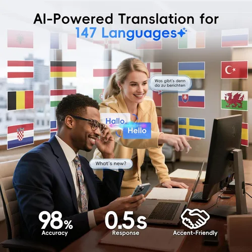 Miniatura 3 de GetD Gafas de IA para hombres y mujeres, lentes inteligentes con tecnología ChatGPT, traducción en tiempo real AI con 107 idiomas, reproducción