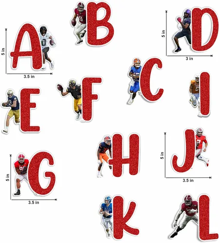 Miniatura 3 de Seyal® Adhesivo de pared con alfabeto de fútbol americano A-Z