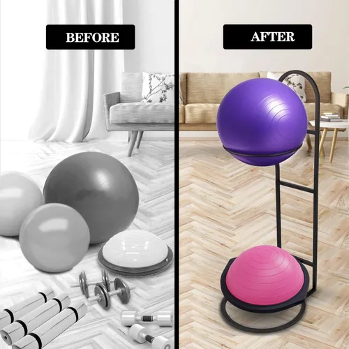Miniatura 5 de Estante para pelotas de estabilidad, soporte para pelotas de yoga, almacenamiento vertical para pelotas de medicina, para gimnasios comerciales