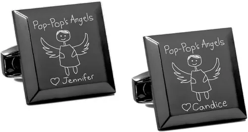 Miniatura 2 de Mancuernas personalizadas de acero inoxidable de bronce con escritura a mano - Dibujo de mensaje escrito a mano para papá - Regalo del día del padre