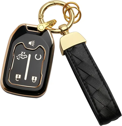 para Llavero de Chevrolet Funda para Llavero Compatible con 2018-2023 GMC Sierra y Silverado 1500 2500HD 3500HD Smart Key Shell Case (Negro, 5